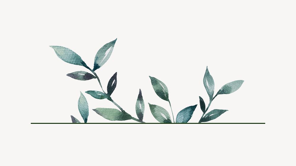 Watercolor leaf border collage element vector