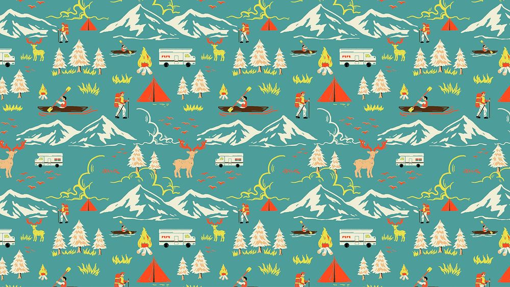 Camping trip pattern desktop wallpaper