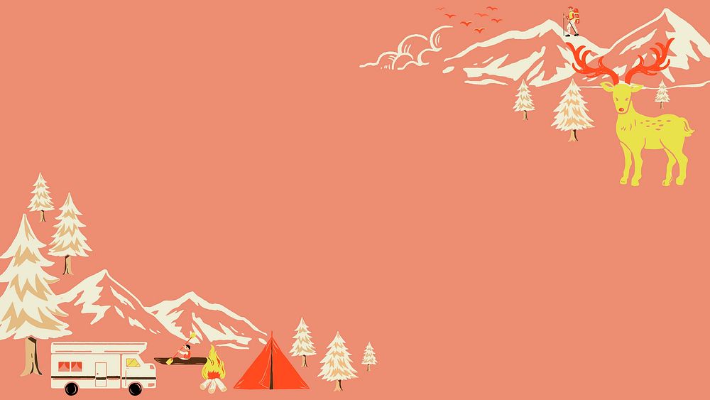 Camping trip border desktop wallpaper vector