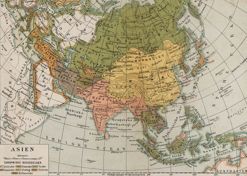 Map of Asia background, vintage design