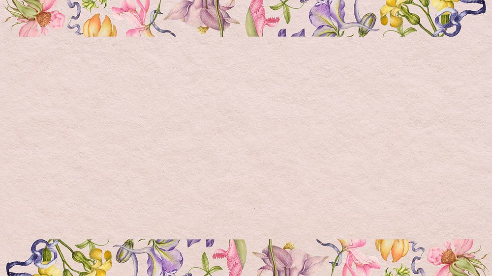 Pink flower desktop wallpaper, remixed from artworks by Pierre-Joseph Redout&eacute;