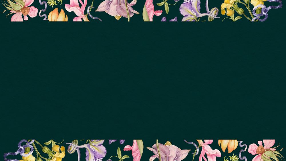 Flower border desktop wallpaper, remixed from artworks by Pierre-Joseph Redout&eacute;