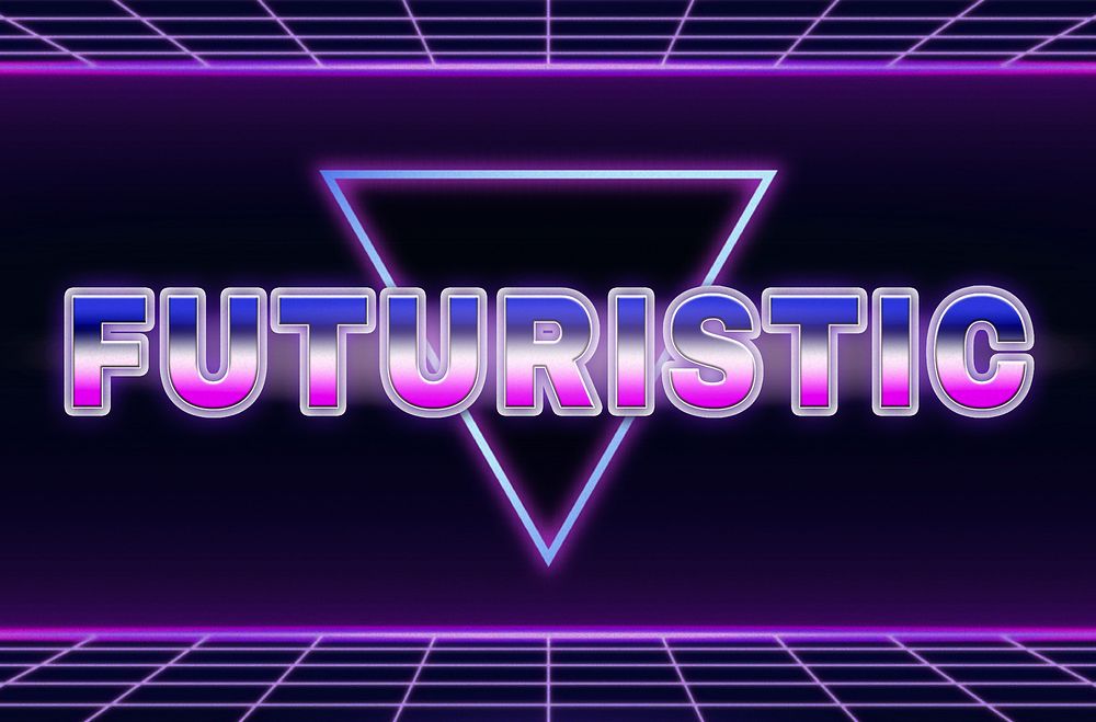 Futuristic retro style word on futuristic background