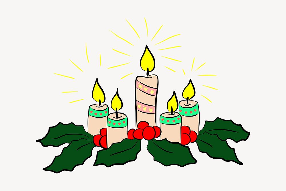 Christmas candles clipart illustration psd. Free public domain CC0 image.