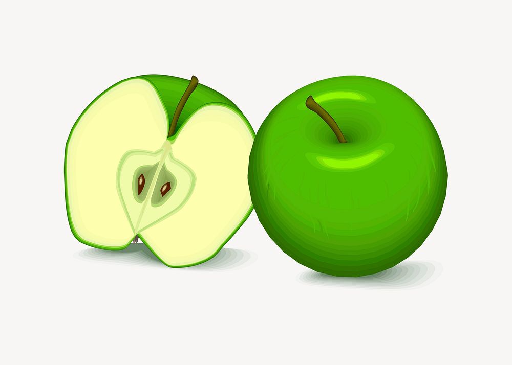 Green apple illustration vector. Free public domain CC0 image.