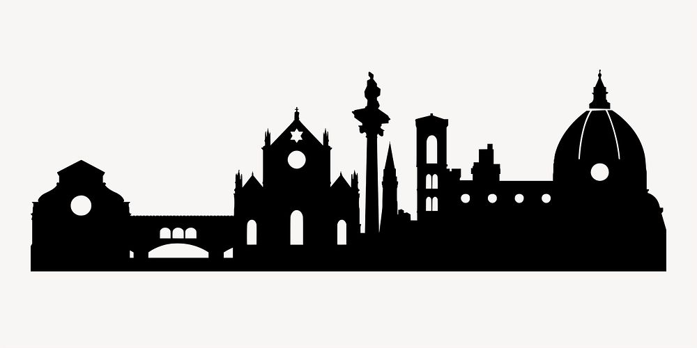 Silhouette buildings illustration. Free public domain CC0 image.