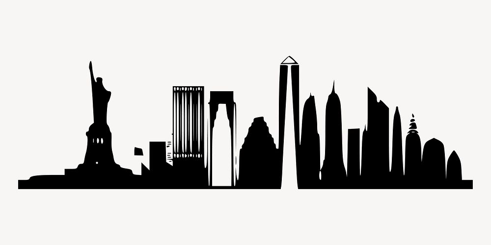 New York silhouette clipart illustration vector. Free public domain CC0 image.