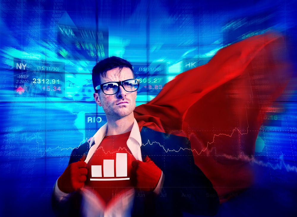 Chart Strong Superhero Success Professional Empowerment Stock Concept