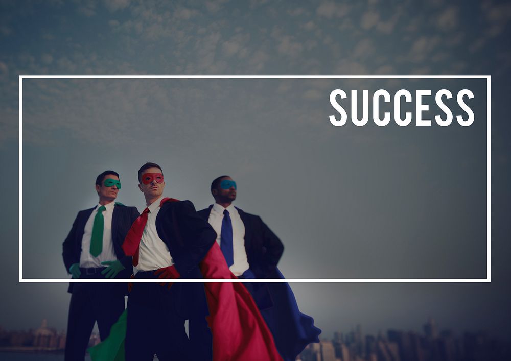 Businessmen Superheroes Success Mission Goal Concept