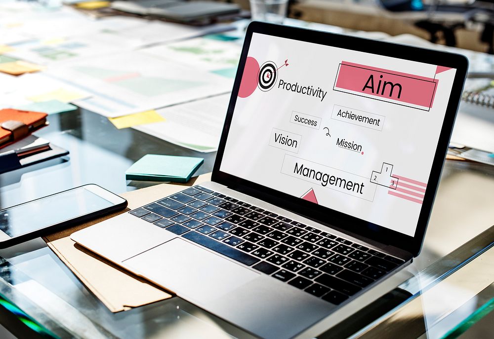 Business diagram on a laptop screen