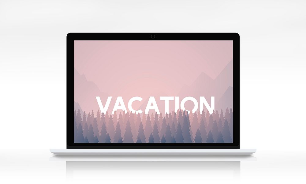 Vacation word on nature background with trees