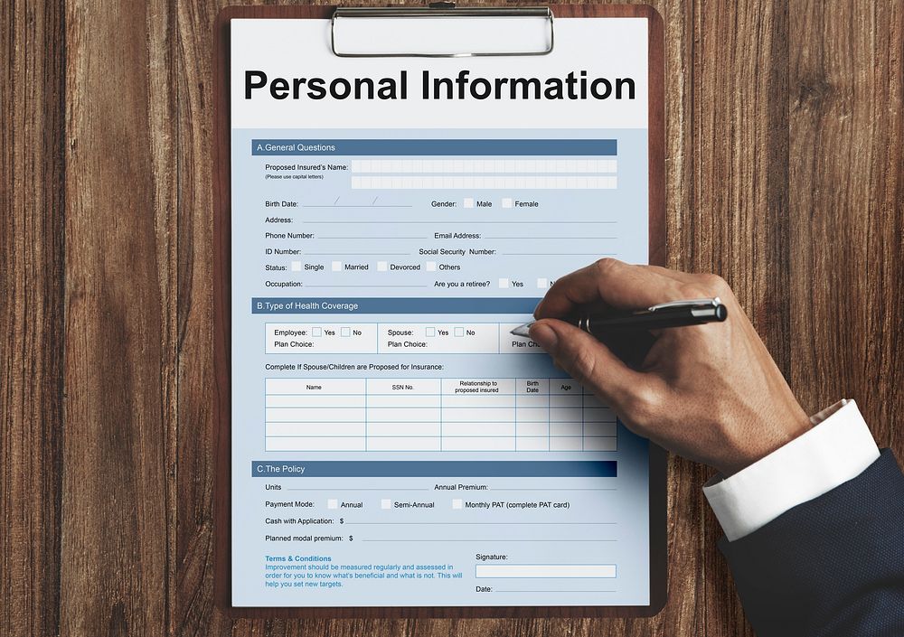 Personal Information Form Identity Concept