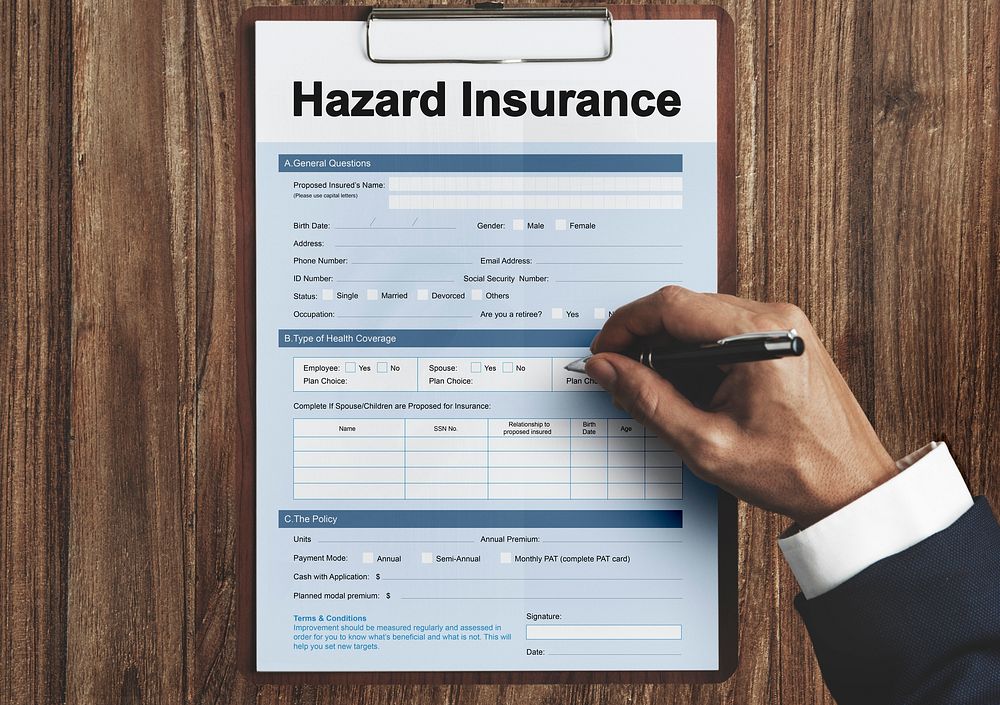 Hazard Insurance Form Compensation Claim Concept