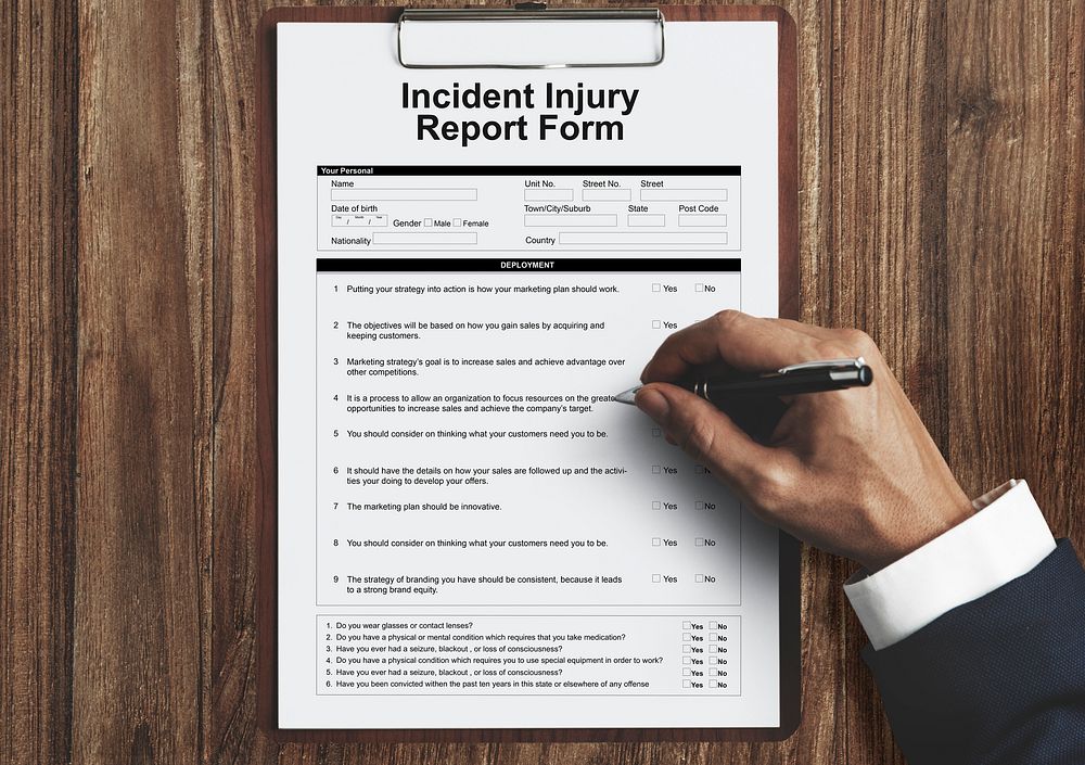 Incident Injury Report Form Document Concept