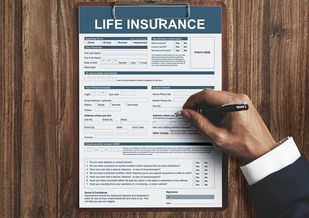 Life Insurance Form Accident Benefits Concept