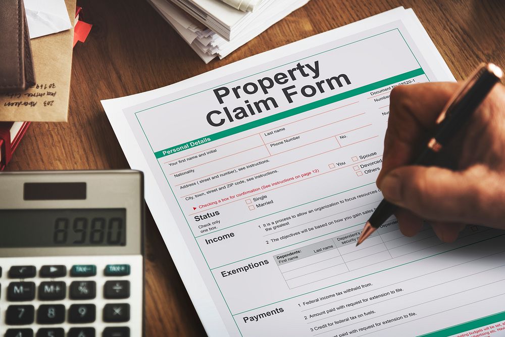 Property Claim Form Payslip Purchase Order Concept