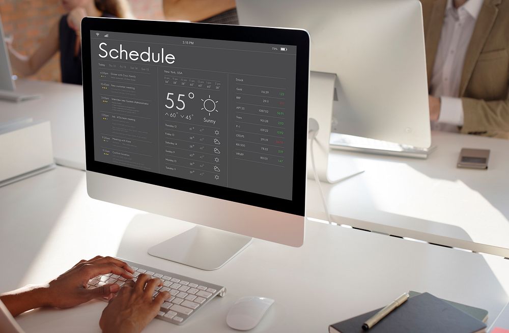 Graphic of personal organizer appointment Schedule on computer