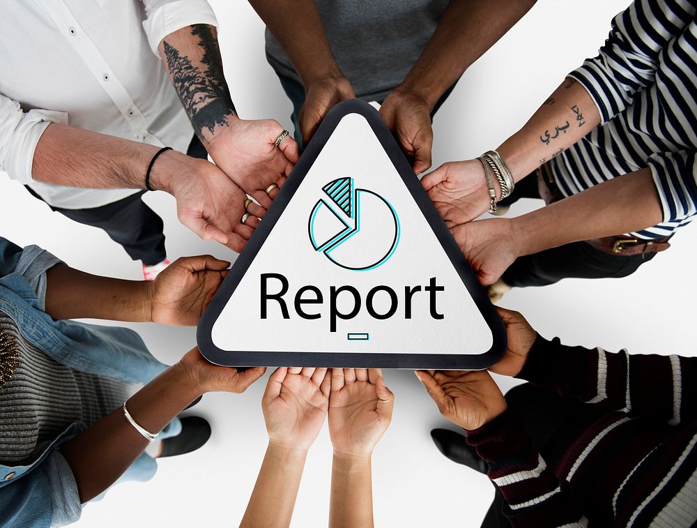 Hands holding a business report concept icon