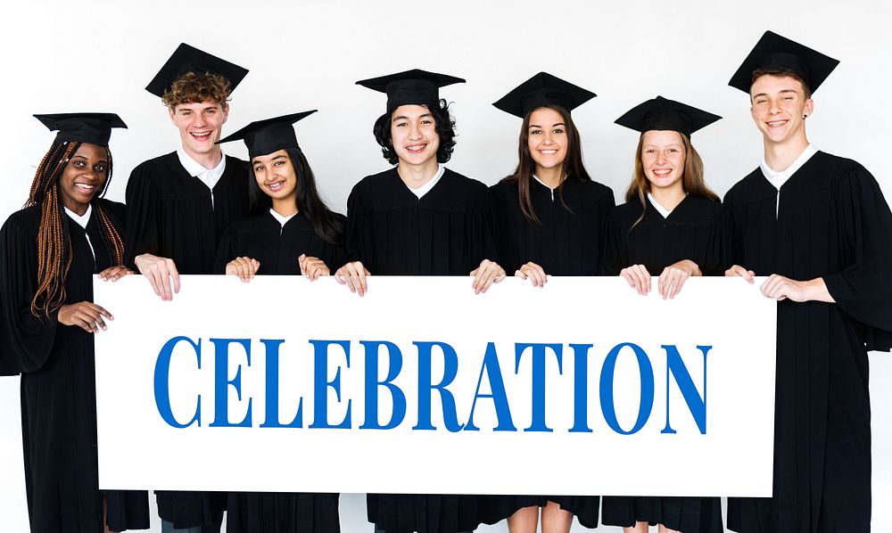 Group of students celebrate the graduation ceremony