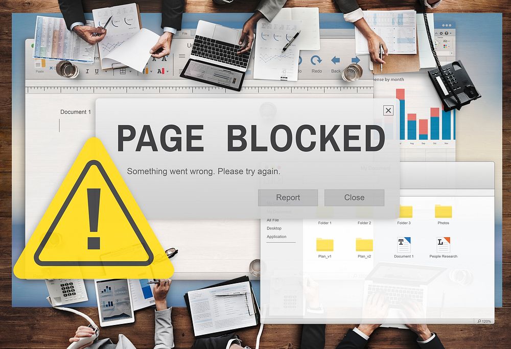 Page Blocked Browsing Connection Data Failure Concept