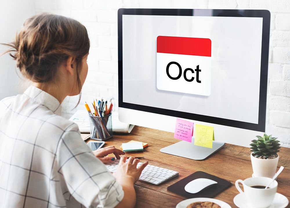 Illustration of calendar schedule planning on computer