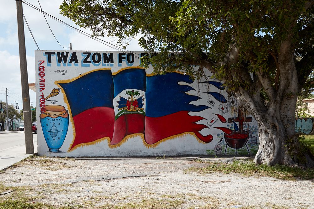                         Decorative wall on the obscure Twa Zom Fo Botanica business or organization in Miami, Florida's…