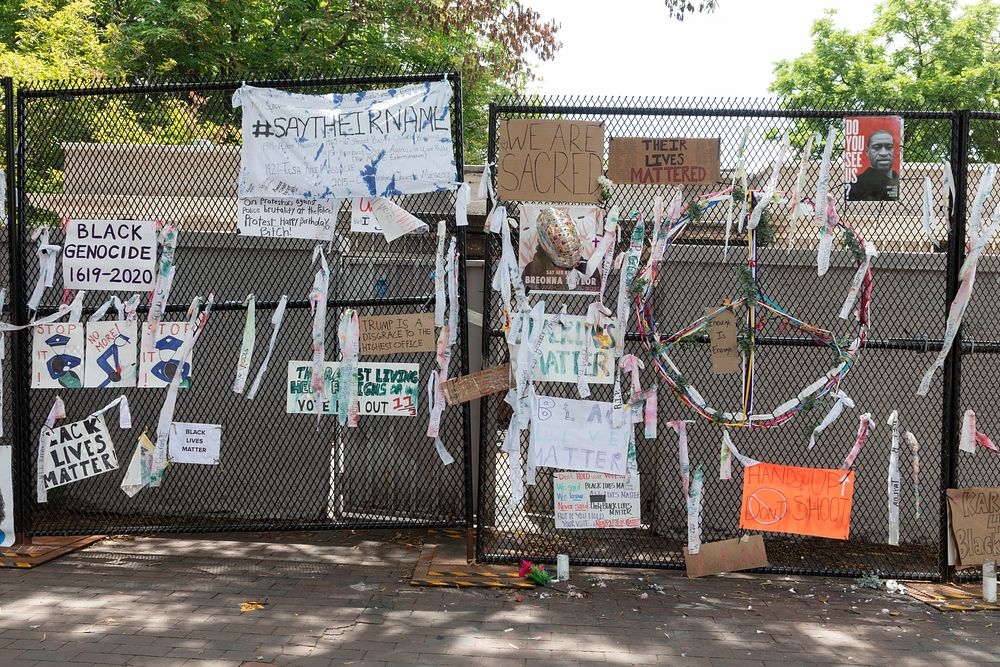                         Fence in Lafayette Square across from the White House on Juneteenth, a few days after the Black…