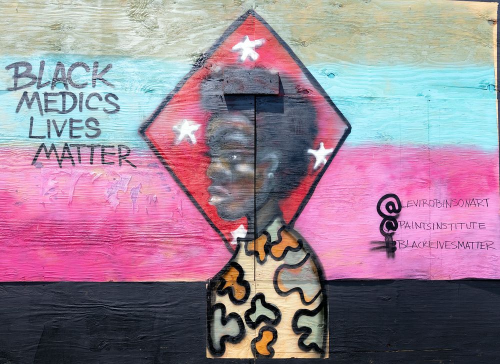                         Black Lives Matter Art on the Miller & Chevalier building on Black Lives Matter Plaza in Washington…