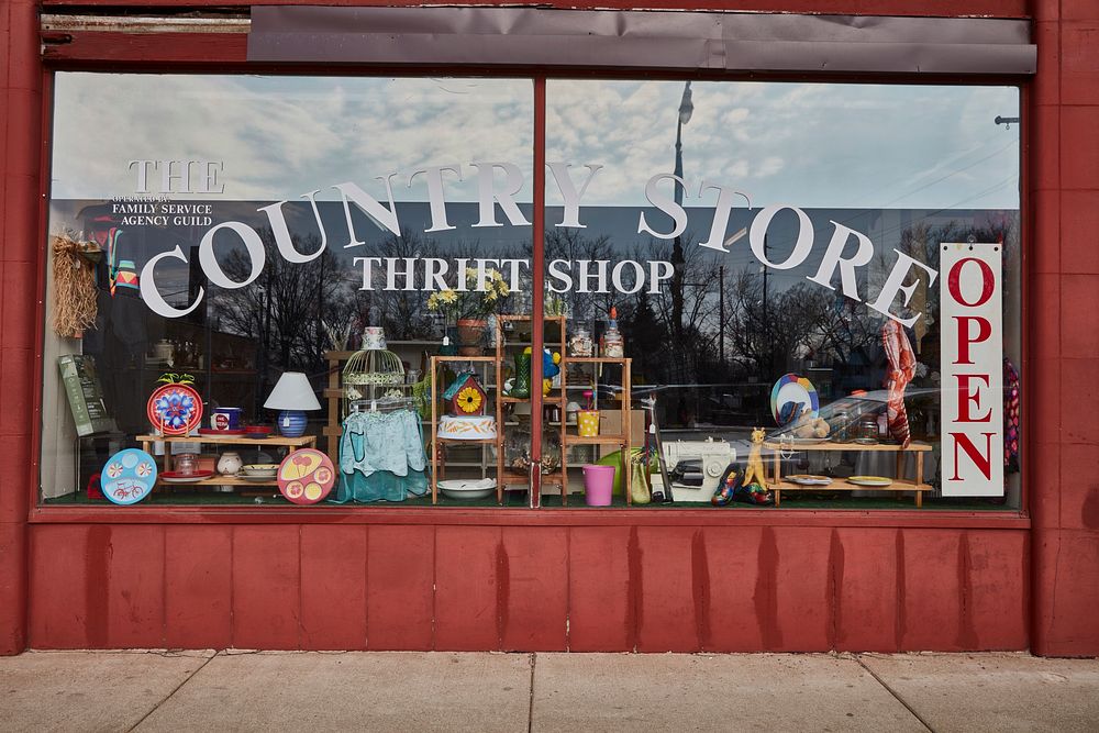                         Thrift shop display window in DeKalb, Illinois                        