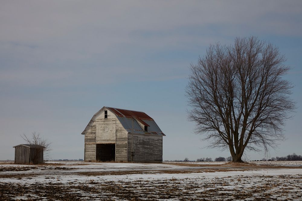                         Winter accentuates the bleakness of this abandoned barn scene near Creston, Illinois                …
