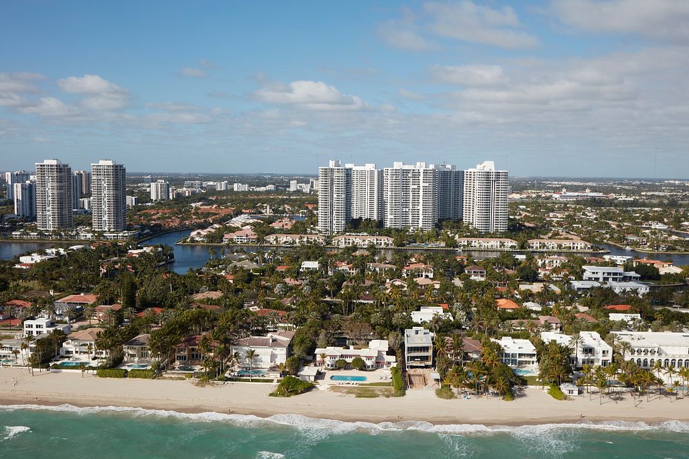                         Aerial view of Hollywood, a community in Broward County, Florida, between Ft. Lauderdale and Miami…