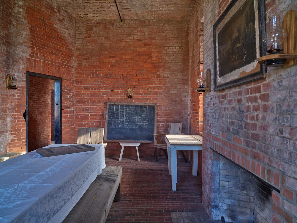                         Scene inside the fortress at Fort Clinch State Park, now a living-history museum in the town of…