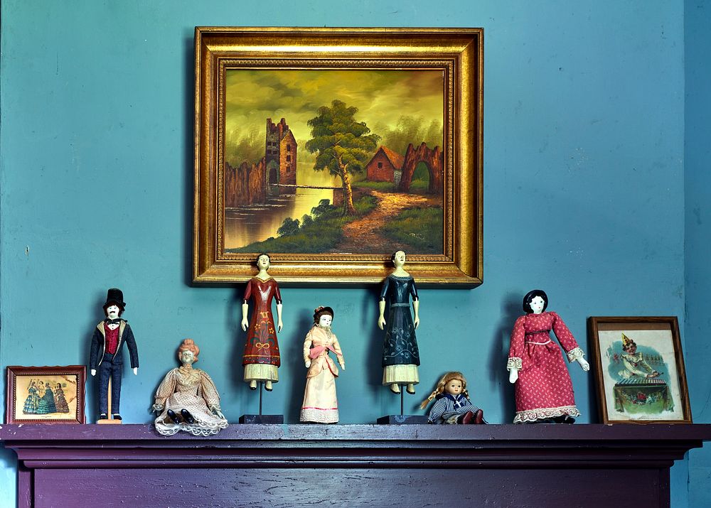                         Dolls on a mantel in Octagon Hall, an eight-sided antebellum mansion in Franklin, Kentucky, just…