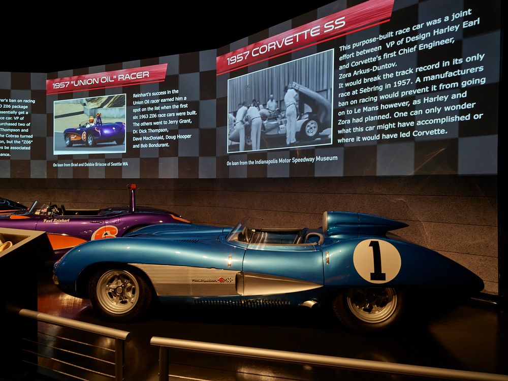                         Exhibit of a racecar version of the Corvette at the National Corvette Museum in Bowling Green…