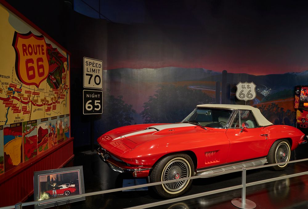                         Exhibit of a top-up Corvette convertible at the National Corvette Museum in Bowling Green, Kentucky …