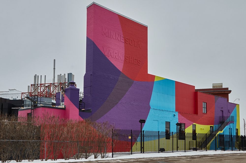                         The colorfully painted Minnesota Varnishes Building in downtown Minneapolis, which--along with…