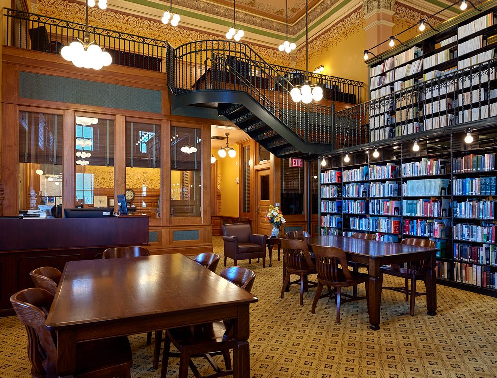                         Scene in the library of the Kansas Capitol, often called the Kansas Statehouse locally, in Topeka   …