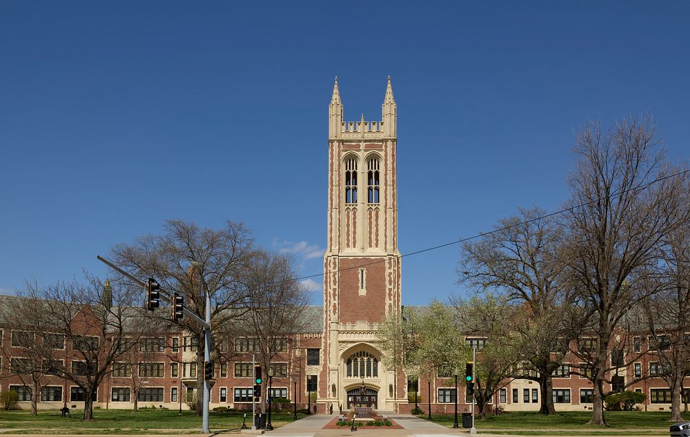                         Stately Topeka High School in the Kansas capital city of the same name                        