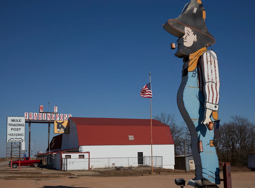                         A remnant of the old Mule Trading Post, a former stop for souvenirs along a surviving section of the…