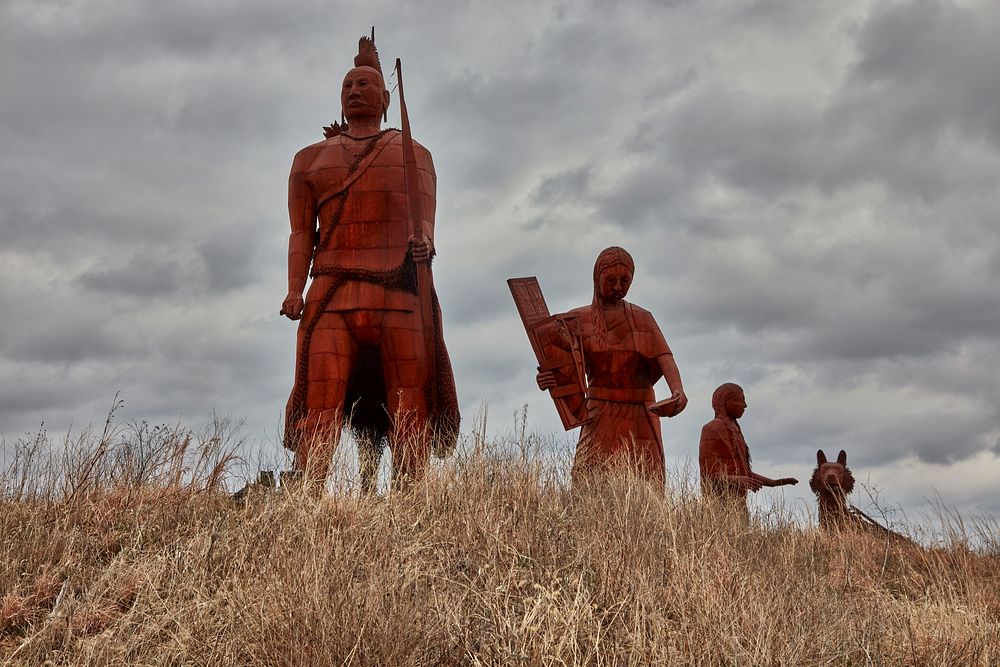                         Glen and Curtis Tutterow's "Osage Trail Sculpture Grouping," honoring the what was once the state's…