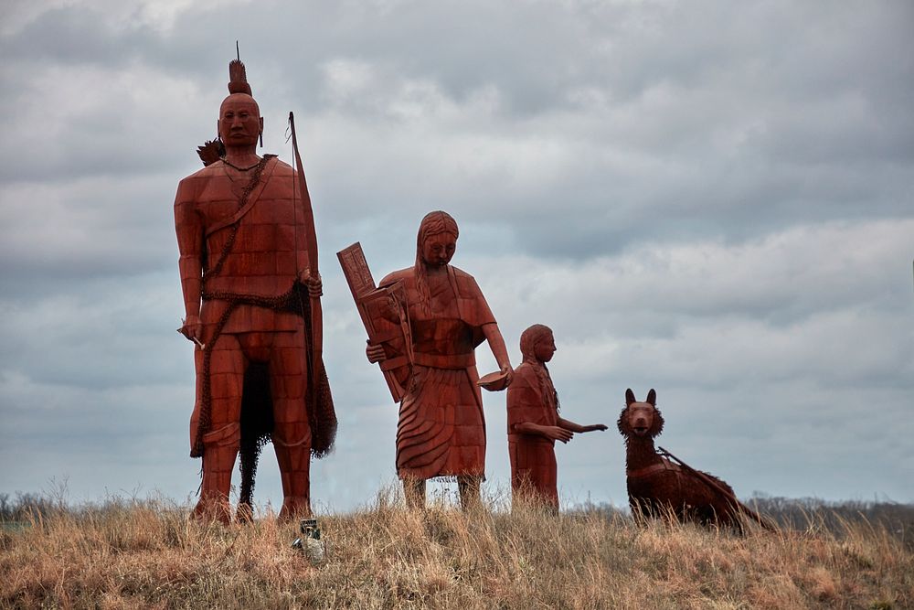                         Glen and Curtis Tutterow's "Osage Trail Sculpture Grouping," honoring the what was once the state's…