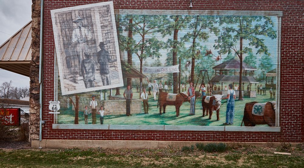                         The "County Fair" mural along the historic, mostly two-lane, U.S. Route 66 in Cuba, Missouri, named…