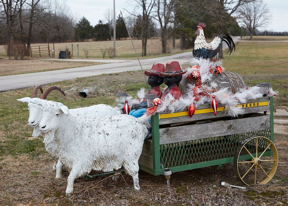                         The sheep drawing this display wagon are cute at Bob's Gasoline Alley, an eclectic collection of gas…