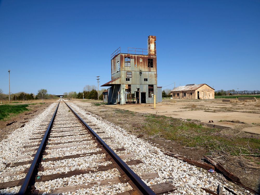                         Scene along the railroad tracks in Hutchinson, Kansas                        
