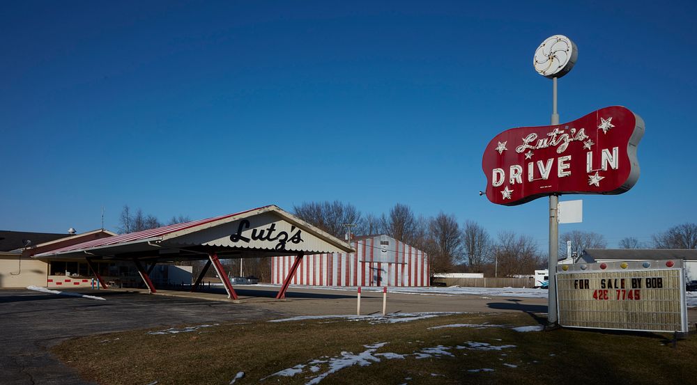                        Lutz's Drive-In restaurant in Dowagiac, Michigan. The small city's name is a Potawatomi Indian word…