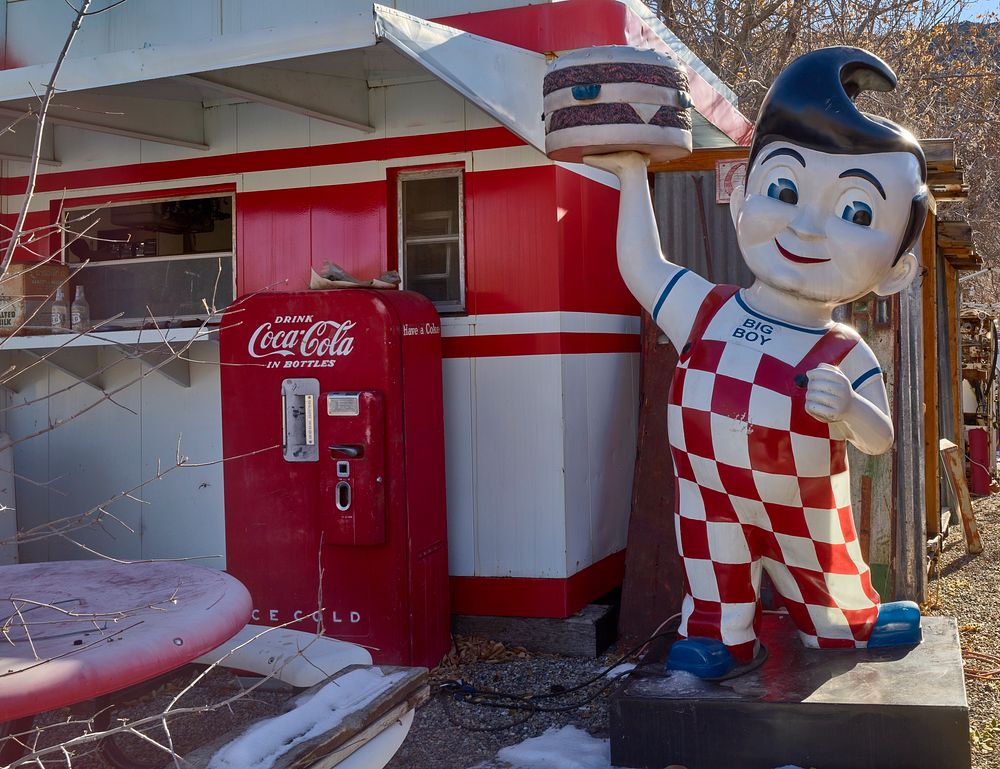                         A classic roadside advertising figure, the "Big Boy," tied to chain restaurants beginning with a…