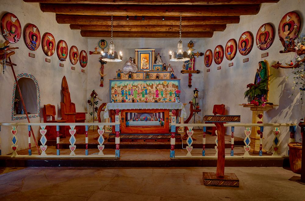                         Altar of the Santo Nino de Atocha Chapel, built in 1857 in Chimayo, a New Mexico village on the…