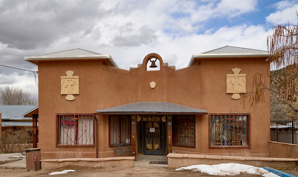                         The adjacent gift shop of the Santo Nino de Atocha Chapel, built in 1857 in Chimayo, a New Mexico…