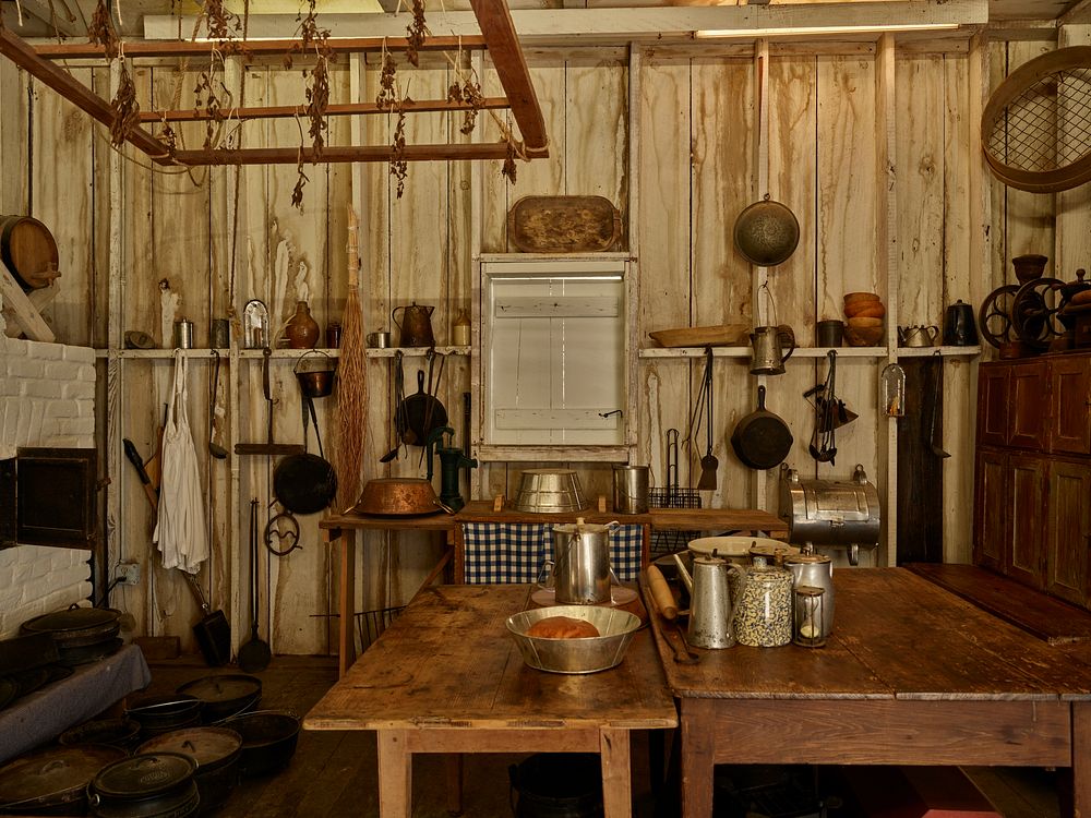                         Scene inside the kitchen building at the Oakley Plantation, constructed in 1815 at the Audubon…