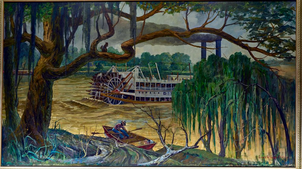                         Louis Sicard's emotive painting that conflates images of a Mississippi River steamboat journey and…